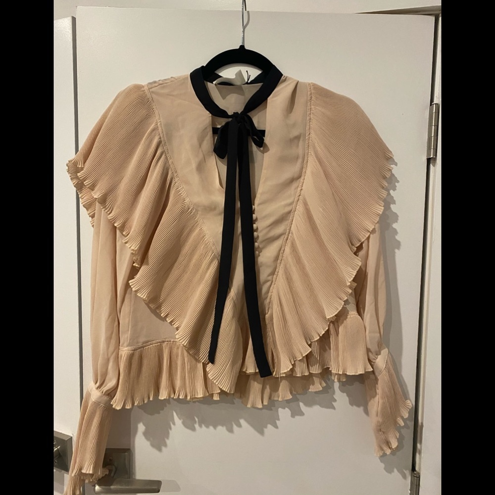 HM blouse with ruffle and tie bow